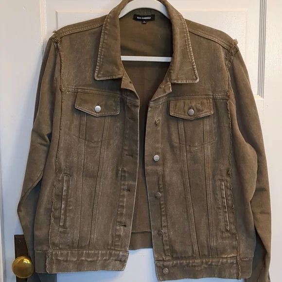 525 French Terry Olive Drab Green Denim Jacket XL - Picture 11 of 12
